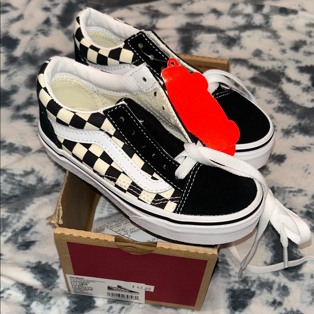 Vans Kids Black and White Checkered Sneakers